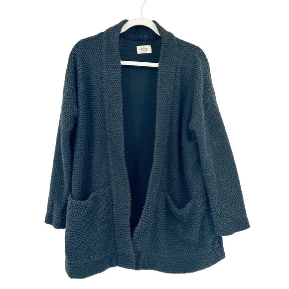 Marine Layer Womens Fall Knit Open Front Birdseye Cardigan Sweater Size‎ M Black - Picture 2 of 7